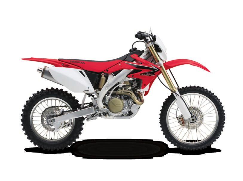 CRF450X Spark arrester-equipped silencer complies with all local fire, emissions and noise regulations Eye-catching LED taillight integrated into rear fender Pro-Link rear suspension system features