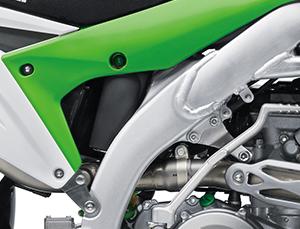 Fork and rear shock adjusters have a Candy Lime Green Type 3 alumite1 finish like our U.S. factory racers.