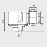 Sectional view of a series 373»Ramp ottom«nozzle»ramp ottom«design offering a longer service life, due to