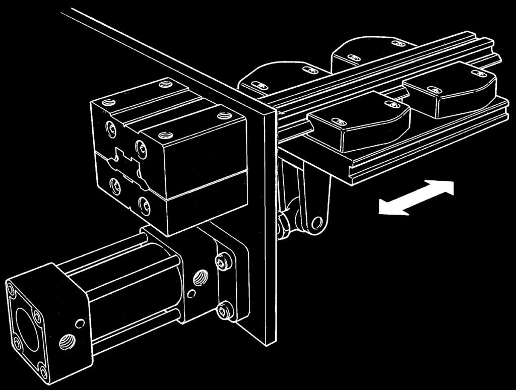 Application Examples 2 Cantilevered Linear Guide Short stroke sliding movements may be supported from one only, using long series Hepco Flange Clamps.