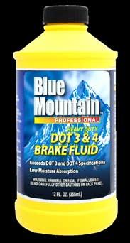 BLUE MOUNTAIN PREMIUM DOT 3 BRAKE FLUID Premium DOT 3 Brake Fluid has a minimum boiling point of 232 C.