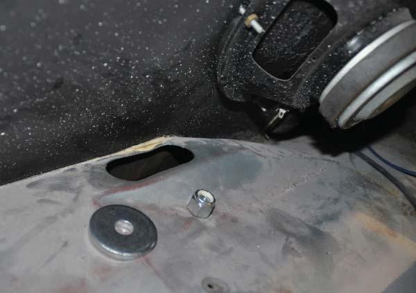 30. Install enough shims to minimize the gap between the cradle tabs and factory shock mount surface. 31.