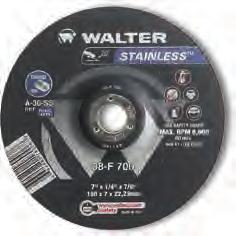Walter 1/4 Stainless Depressed Center Grinding Wheels Walter 1/4 HP Depressed Center Grinding Wheels Dia. Thick.