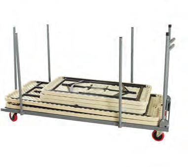 Strong and durable steel underframe and sturdy steel legs with cross braces and locking rings. Lightweight and easy to carry, tables fold flat for easy storage.