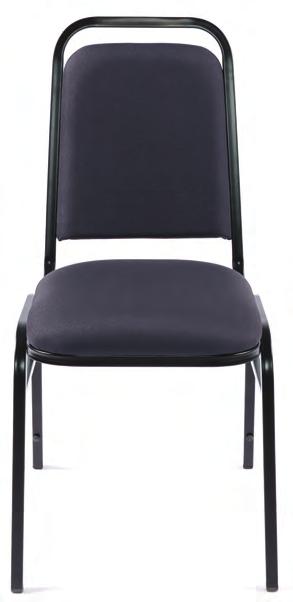 Strong steel frame has side rails for added strength. Chair weighs 6kg. Stacks up to 8 high with stacking buffers and protective feet.