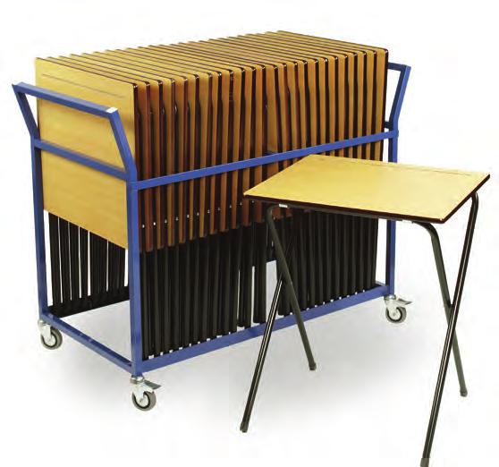 Fully welded exam desk trolley holds 25 exam desks and can be wheeled from room to room.