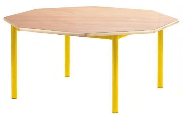 Tables have beech laminate tops 25mm (rectangular & trapezoidal), 30mm (circular).