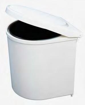 CONCEALED WASTE BINS 10 LITRE CAPACITY Mounted on nylon brackets inside the cupboard All hardware for fitting included Easy to install (no special tools required) Helically operated lid (patented