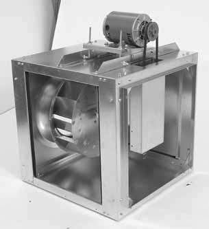R SQB SQUARE INLINE BELT DRIVE CENTRIFUGAL DUCT FAN APPLICATION Model SQB square inline duct mounted fans are available in sizes 7 through 24, moving from 100 to over 9,300 CFM, with static pressure
