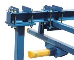 CANTILEVERED SUPPORT COLUMNS Increasing the effectiveness of large cranes, these support columns are used where material is delivered or removed from work cells by large overhead cranes or in