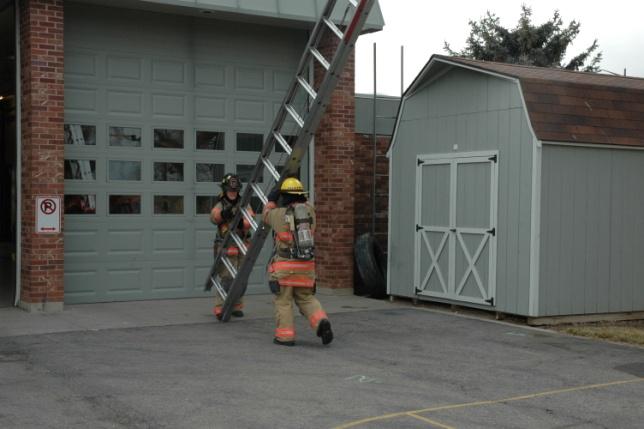 #5 The firefighter at the tip will walk the ladder into position