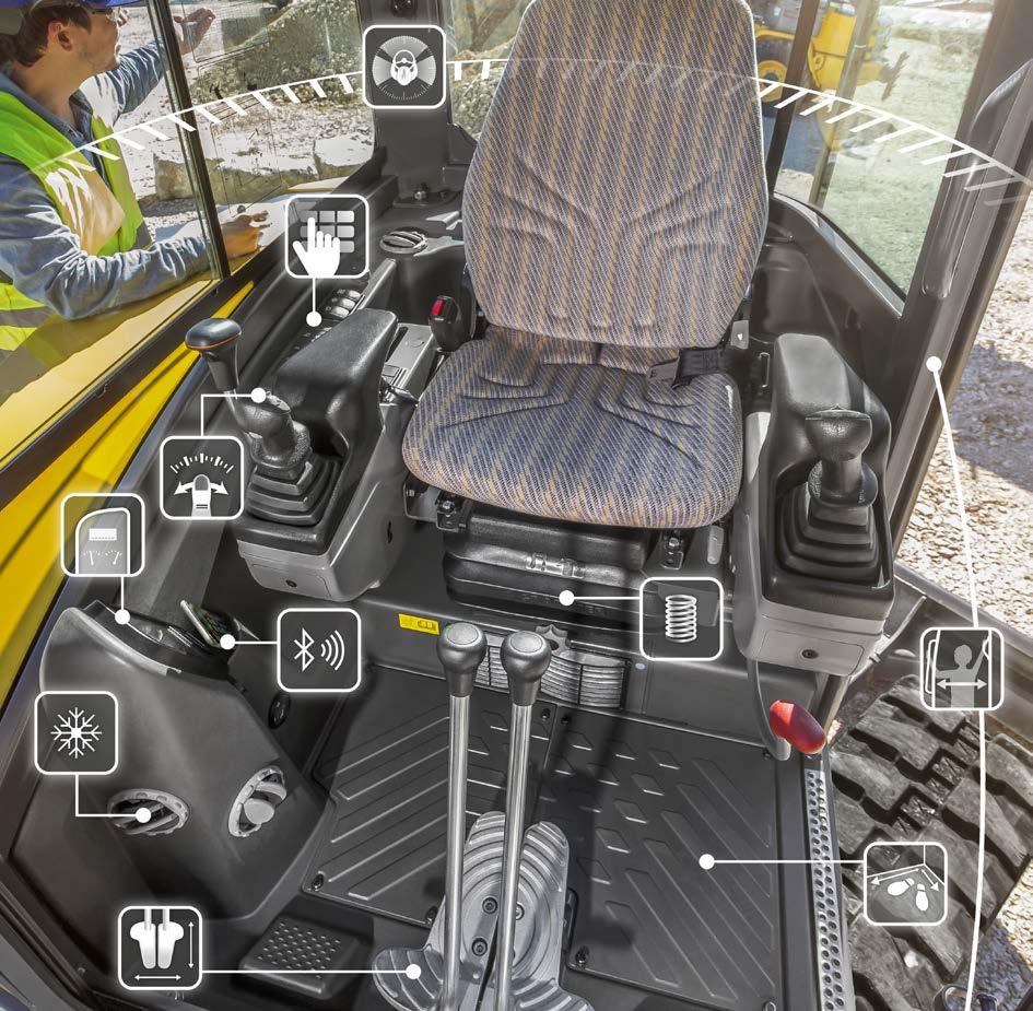 Operator environment Operate in a best-in-class cab for superior operator comfort and less fatigue.