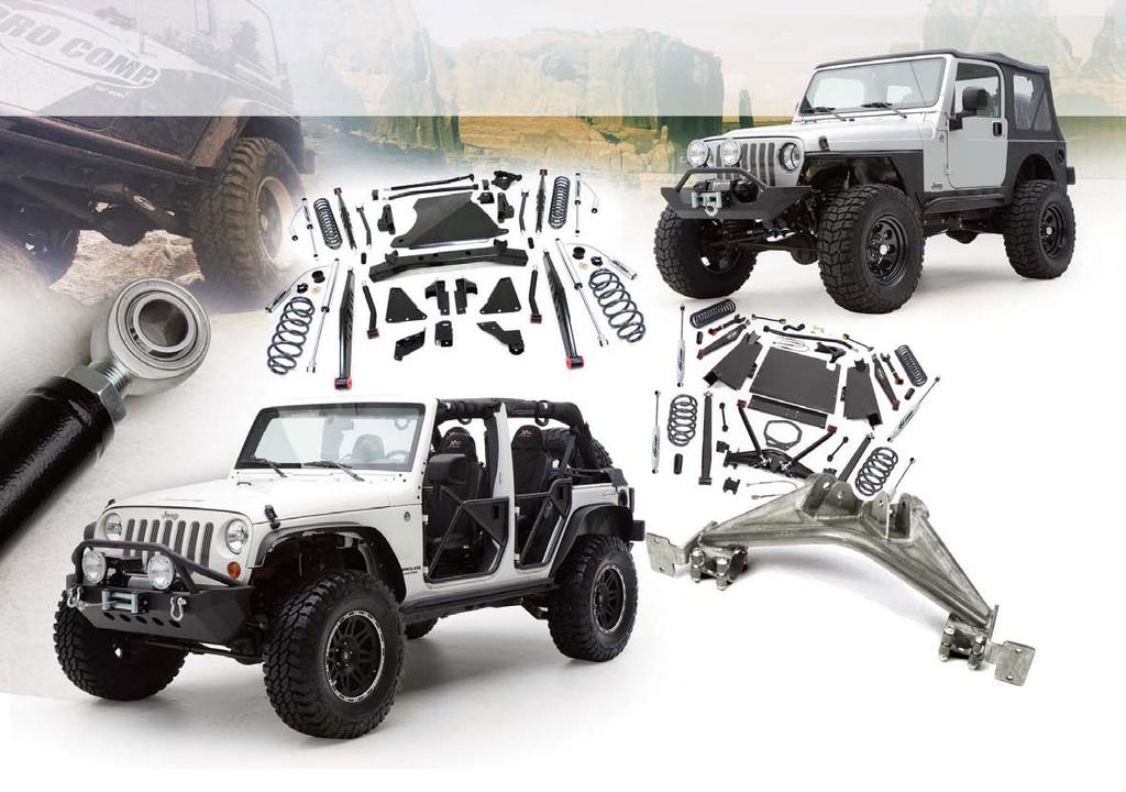 JEEP RACE INSPIRED DESIGNS TJ WRANGLER Vehicle shown with Pro Comp 4" Long Arm Dual Sport suspension system w/ 35 Xterrains mounted on Series 98 wheels.