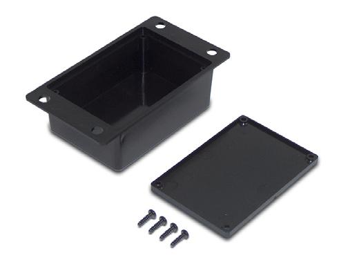 Standard colours Standard unit includes Lid & base S, UL9V0 to order 20 to +9 lack Lid & base x screws Packs of IN RIL OXES INTERFE SUPPORTS restricting access Flanged body with x mounting holes