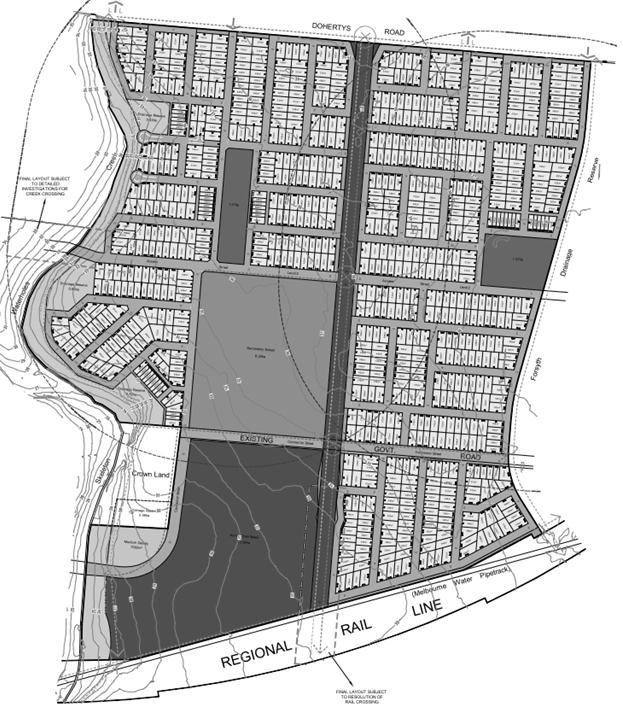 CG120568:VG 3 Proposal The application plans prepared by Spiire (Project Ref: 136345) illustrates the development of the land for a residential subdivision with a total of 928 residential lots, and a