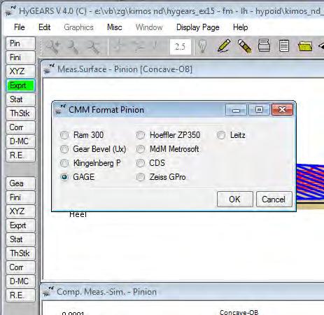 This means than the coordinates of the currently loaded CMM file will be exported in the selected format (GAGE is selected in the figure above), whatever the format the CMM coordinates came in.