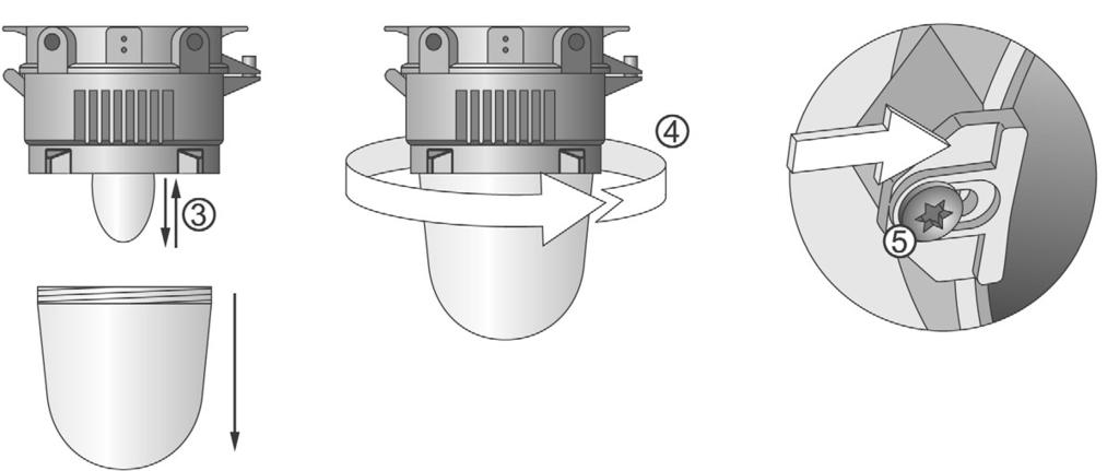 Unscrew and remove defective lamp (3). Select new lamp, which conforms with the circuit and screw it in (3).