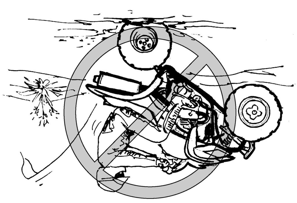 Avoid wheelies and jumping. You may lose control of the ATV or overturn. WARNING POTENTIAL HAZARD Attempting wheelies, jumps, and other stunts.