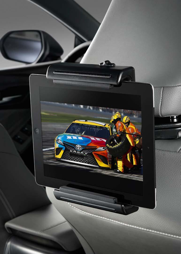 INTERIOR ACCESSORIES Universal Tablet Holder 4 Compatible with virtually all multimedia devices, it holds your tablet, phone, music or video player in place.