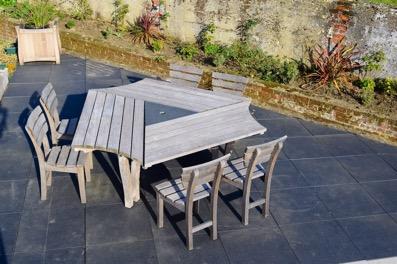 Retail Price: 3,360 SALE PRICE: 2,360 1,000 Weathered Cloisters Table & Chancery Chairs One of our most distinctive tables