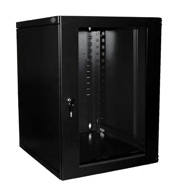 8 Cabinets Single Section Wall Mount Cabinets Compliance ANSI/EIA RS-310D IEC60297-2 DIN41194; Part 1 DIN41494; Part 7 Construction Fully welded, black powder-coated cold rolled steel Loading