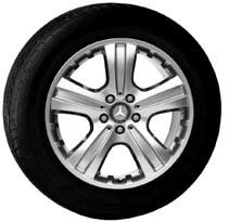 Mercedes-Benz and AMG light-alloy wheels for the GL-Class Standard and optional On all light-alloy wheels, use wheel bolt B6 647 0161 and the corresponding rim lock B6 647 0156 18 5-spoke