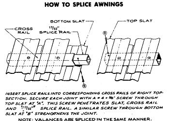 INSERT MALE HANGER INTO FEMALE HANGER SECTION. LOWER AWNING UNTIL IT LOCKS INTO POSITION, SEE FIGURE NO. 2 4. ADJUST THE END SECTIONS PARALLEL TO THE WINDOW FACING AND DRIVE #10 X 2" S.M. SCREWS THROUGH THE HOLE IN EACH WALL RAIL.