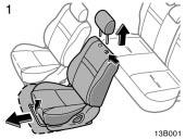 1. SEAT POSITION ADJUSTING LEVER Hold the center of the lever and pull it up. Then slide the seat to the desired position with slight body pressure and release the lever. 2.