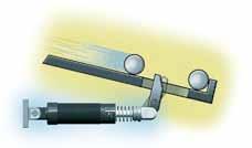 Installation Examples 7 Double stroke length 50% lower reaction force (Q) 50% lower deceleration (a) By driving 2 shock absorbers against one another nose-to-nose, the effective stroke length can be