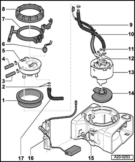 Page 26 of 49 20-30 16 - Sender for fuel gauge -G Float is cube shaped Checking Page