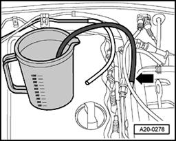 Page 34 of 49 20-38 Vehicles with 1.8 ltr. turbo engine WARNING! Fuel system is under pressure! Before opening, place clean cloths around the connections to be opened.