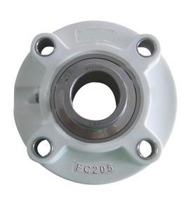 SUCFC 200 SERIES STAINLESS STEEL Ring & Balls Slinger and Retainer Seal Housing Tolerance Bearing-grease Nitril rubber (NBR) P0 (ABEC1) Mobil FM222 food grease (FDA) Specifications and Approvals: