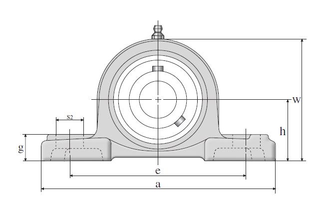 SUCP 200 SERIES STAINLESS STEEL UNIT NUMBER Bore Dia (mm) d h a e b S1 S2 g w S kg Bearing NO. Housing NO.