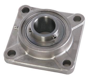 SUCF 200 SERIES STAINLESS STEEL Ring & Balls Slinger and Retainer Seal Housing Tolerance Bearing-grease Nitril rubber (NBR) P0 (ABEC1) Mobil FM222 food grease (FDA) Specifications and Approvals: