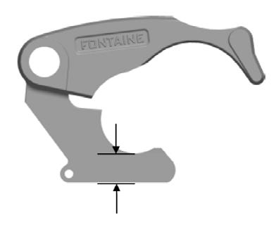 Inspection and Maintenance Procedures 11. Check the locking jaw. If dimension A is less than 0.8" (20.25mm) replacement of the jaw and lockbar (wedge) is required. See Figure J.