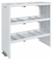 ADJUSTABLE SHELVING º TAPERED END PANEL CLOSER FIT for more working space inside the van DEEP FULLY HEMMED SHELVES sized for tools, equipment, and other materials " DEEP ADJUSTABLE DIVIDERS Includes