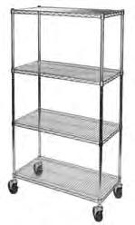 evenly distributed NSF certified One-year limited warranty MJ543 Wire Shelf carts Open-wire shelf design minimizes dust and increases air circulation and visibility High quality chromate shelves and