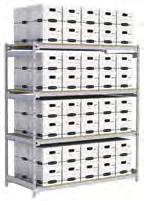 Wide Span Record Storage Shelving Efficiently organize and store all records in a single information retrieval center Record management is facilitated with easy to identify printed storage boxes