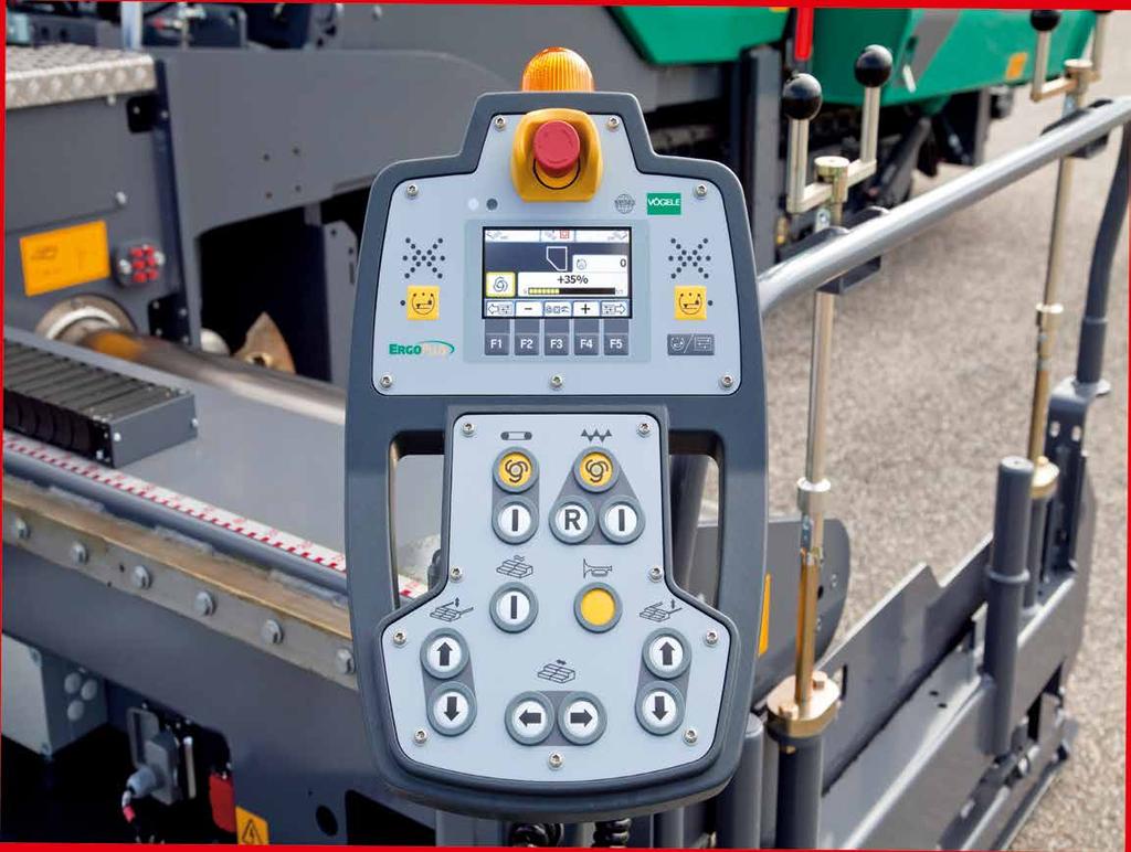 Push-buttons are provided for the frequently used functions operated from the screed console.