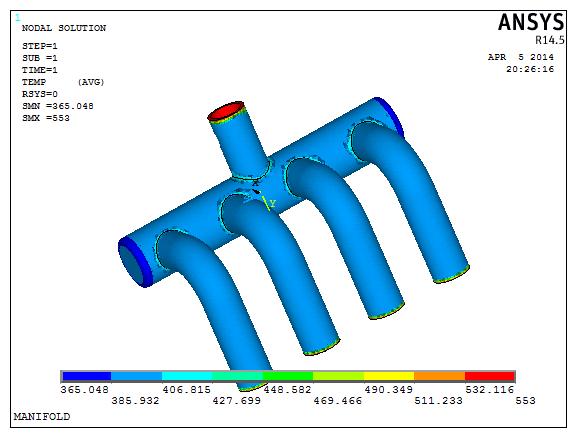 Thermal Analysis on 4 1 Tubular Type IC-Engine Exhaust Manifold through Anysis 761 Fig No: 5. 5 Thermal Gradient Fig No:5.