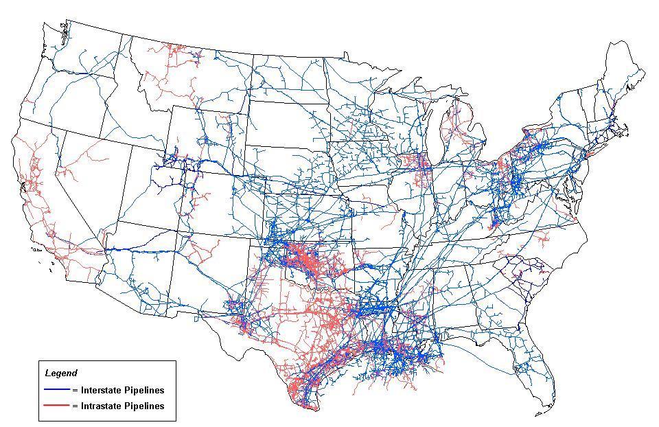 In 2012, the pipeline network in
