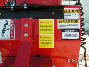 CAUTION-- TO PREVENT DAMAGE, ALWAYS REMOVE LIMIT SWITCH STOPS WHEN MOVING SWING HOPPER FROM ONE SIDE OF MAIN