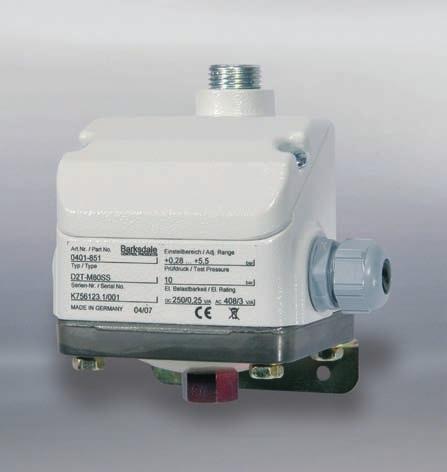Metal Diaphragm Pressure Switches Type D1T-.../D2T-... Mechanical single/dual pressure switch Repeatability ±1.0 % at constant temperature Features Metal diaphragm pressure switch Wetted parts welded.