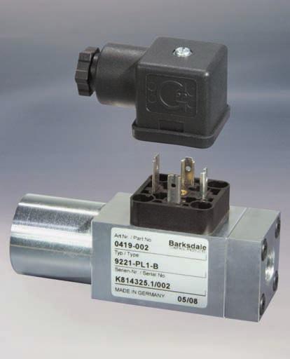 Compact Pressure Switch Type Series 9000 Mechanical pressure switch in piston design with 0 x 0 x 92 mm front face and precise switching point setting Features High-quality materials, 0% functional