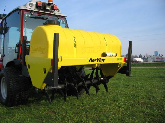 The 60 3-point Turf AerWay The Pull Type Turf AerWay The Turf AerWay s are built with hollow structural steel, one piece welded construction. The roller shafts are 3 in diameter.