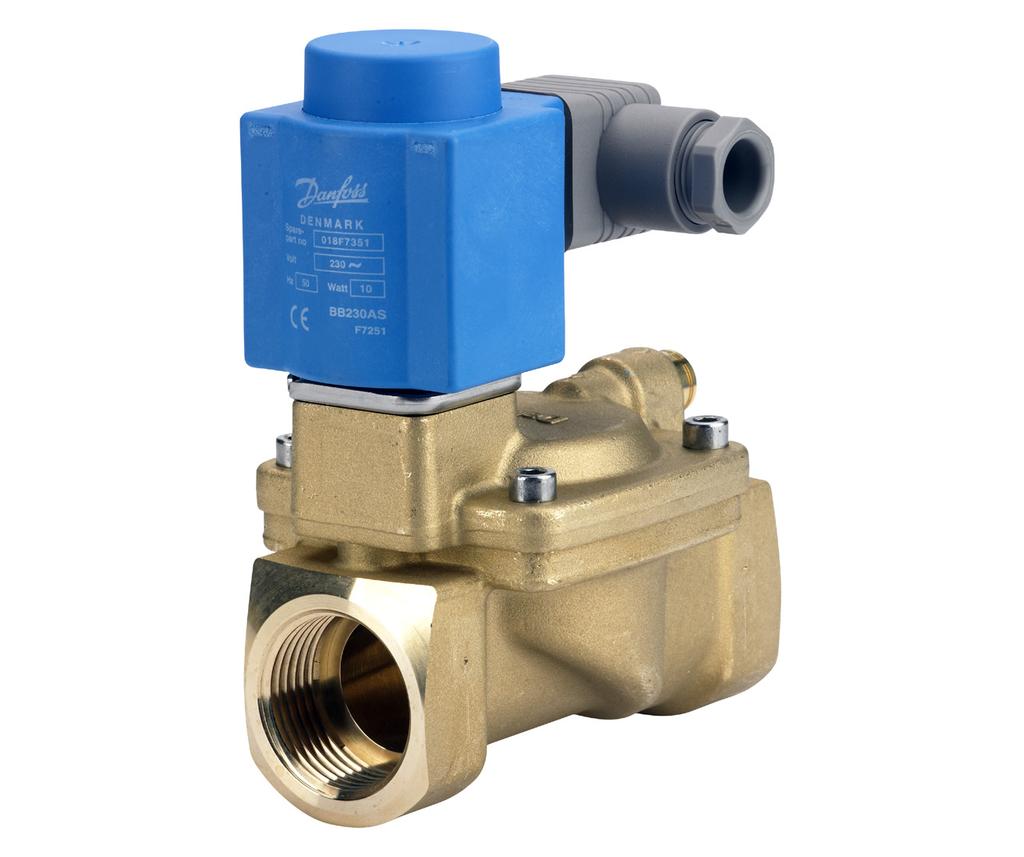 Data sheet Servo-operated 2/2-way solenoid valves for high Type EV224B EV224B for compressed air, is a high indirect servo-operated 2/2-way solenoid valve with working up to 40 bar, medium