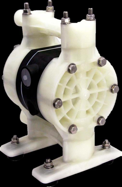 D151P ½ Air Powered Double Diaphragm Pumps Maximum flow rate: 50 L/min Material Options: PPG D151 Polypropylene Pump Series 50 L/min. ( 13.