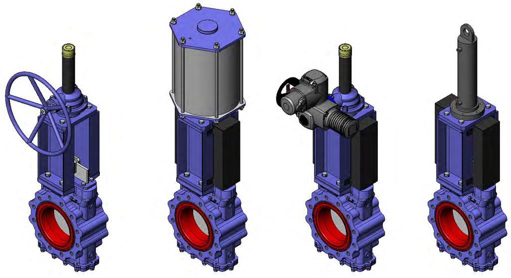 6 Handwheel with rising stem Pneumatic actuator Electric motor actuator Hydraulic actuator Fig.