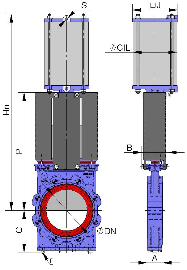 DOUBLE ACTING PNEUMATIC CYLINDER The air supply pressure to the cylinder is a minimum of 6 Kg/cm² and a maximum of 10 Kg/cm², the air must be dry and lubricated.