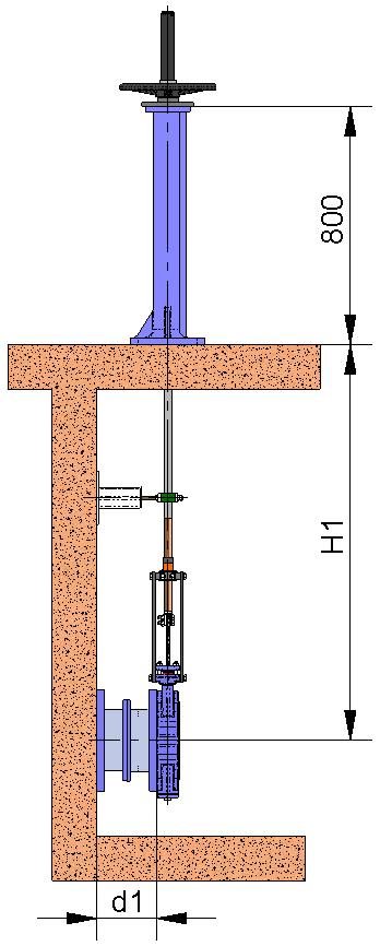 A floor stand is normally installed to support the actuator. The definition variables are as follows: H1: Distance from the valve s shaft to the base of the stand.